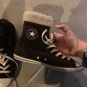 converse suede sherpa high tops